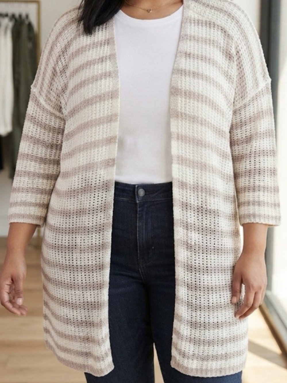 Torrid Light Cream Open-Knit Women’s Cardigan Sweater size 3